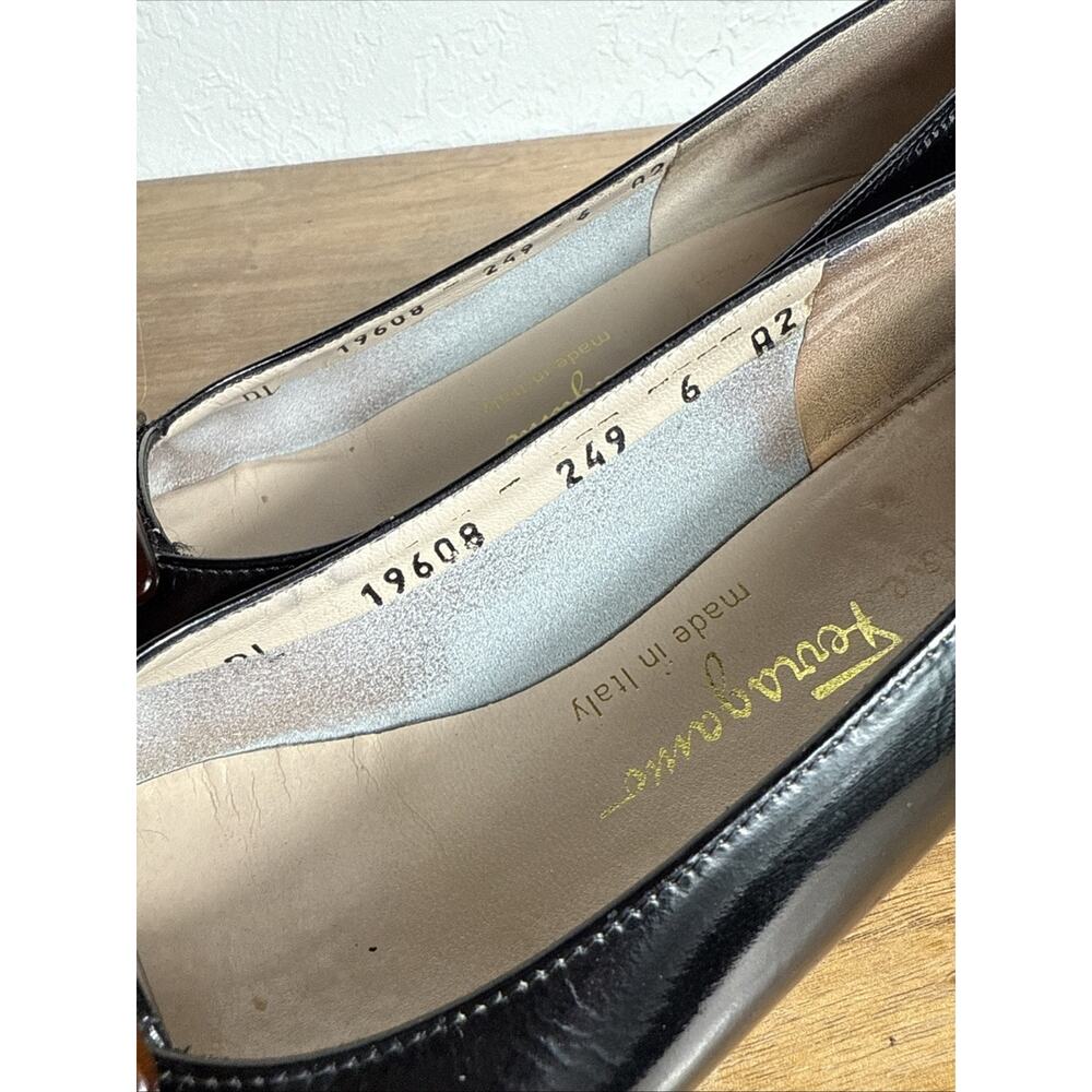 Salvatore Ferragamo Boutique Black Patent Leather Pumps Size 6 AA NARROW Italy - Picture 5 of 14